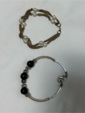 Classic Pearl-Accent Gold Chain Bracelet | Unbranded
